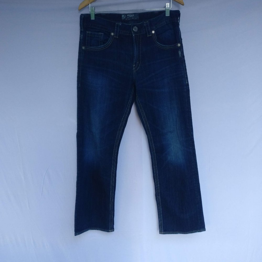 Silver jeans GORDIE Men embroidered pockets 99%cotton darkwash Bootcut Jeans W33